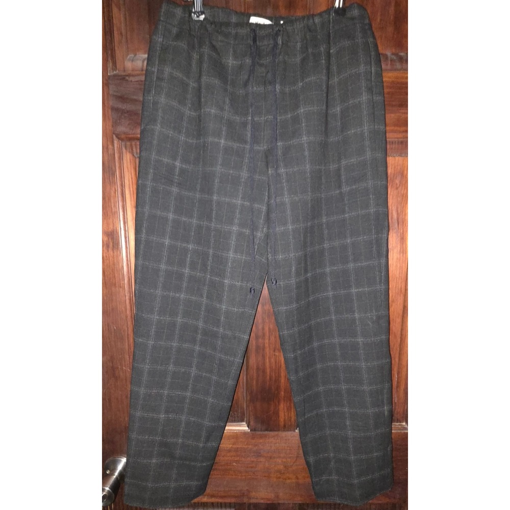 Babaton Dexter Plaid Drawstring Pants Charcoal Grey Tapered Trousers Small